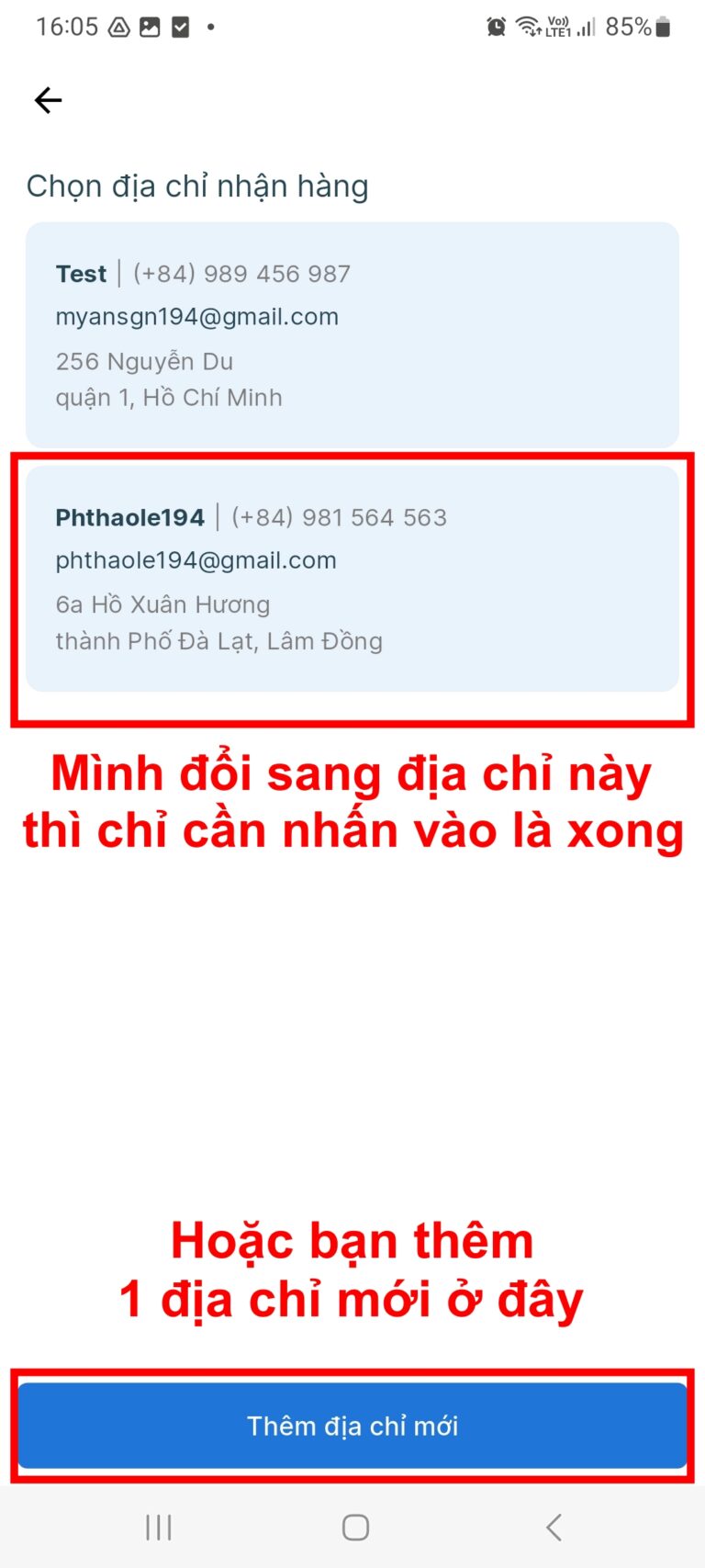 order hàng hàn quốc thay đổi địa chỉ